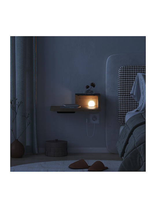 Bedside Table Luno Wooden With Metal Legs White 40x30x16.2cm