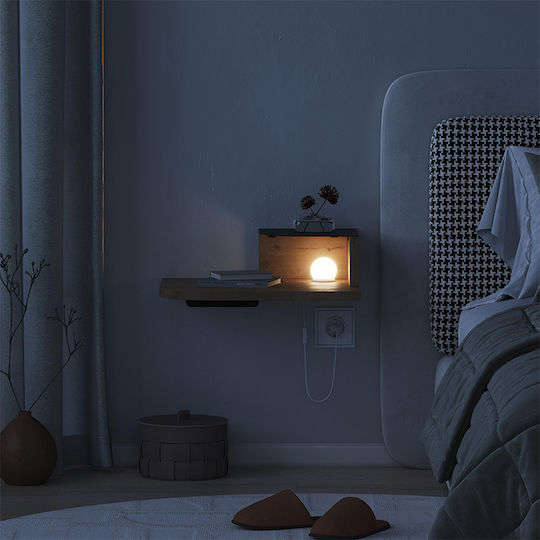 Bedside Table Luno Wooden With Metal Legs White 40x30x16.2cm