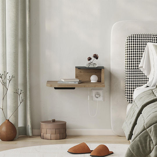 Bedside Table Luno Wooden With Metal Legs White 40x30x16.2cm