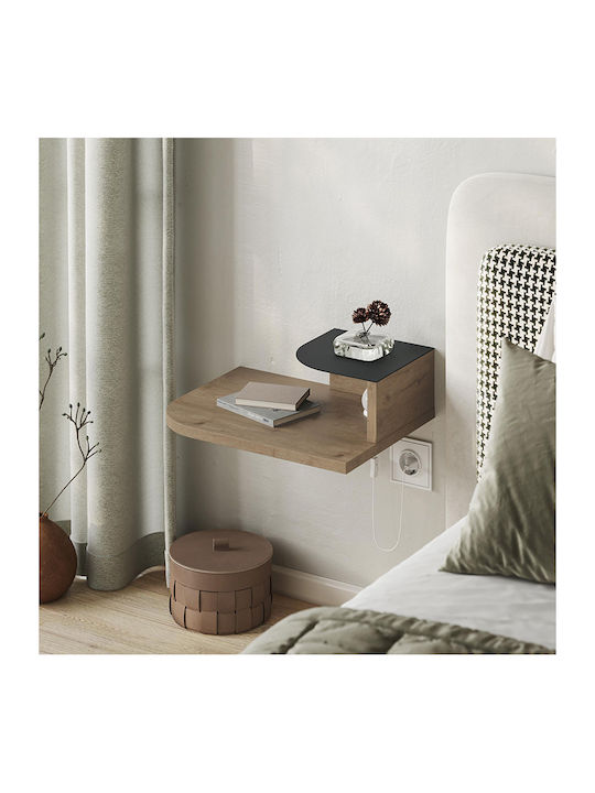 Bedside Table Luno Wooden With Metal Legs White 40x30x16.2cm