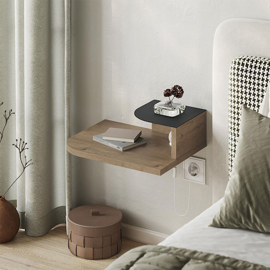 Bedside Table Luno Wooden With Metal Legs White 40x30x16.2cm