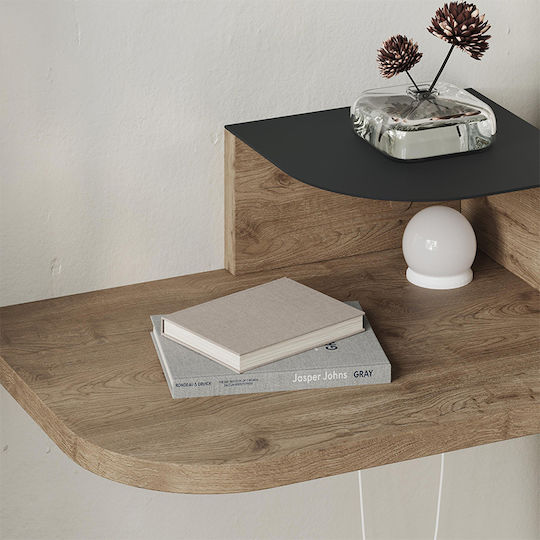 Bedside Table Luno Wooden With Metal Legs White 40x30x16.2cm