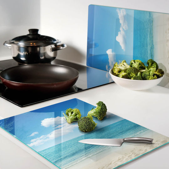Glass Kitchen Cutting Board Counter Protection Paradise Beach 2x40x52 Cm