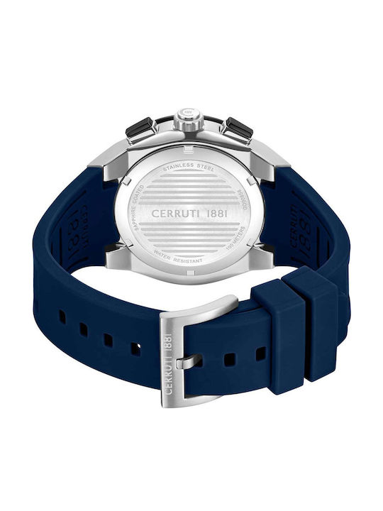Cerruti Ruscello Men's Watch Chronograph Battery with Blue Rubber Strap