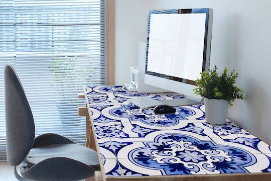 Dekorative Schreibtischunterlage Home Office Blau Fliesen 90x45 cm