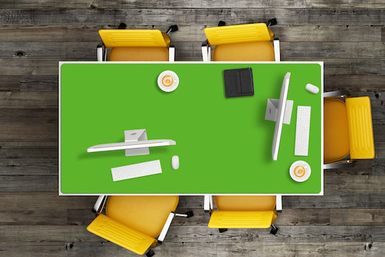 Decorative Desk Surface Pad Monochrome Yellow-Green 90x45 Cm