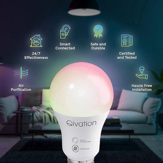 Qivation Smart Bulb LED 8W for Socket E27 and Shape A60 RGB