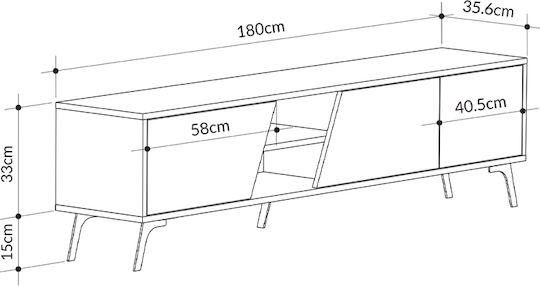 Έπιπλο Τηλεόρασης Fiona Ανθρακί Μ180xΠ35.6xΥ48cm