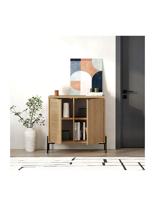Sideboard Naive made of Wood & Metal Sapphire Oak 80x40x80cm
