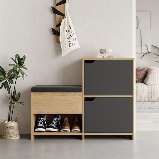Haven Wooden Shoe Organizer Gray 101x35x80.4cm