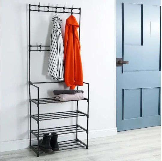 Mobilier de Intrare cu Cuier & Dulap pentru Pantofi Black 57x28x156cm