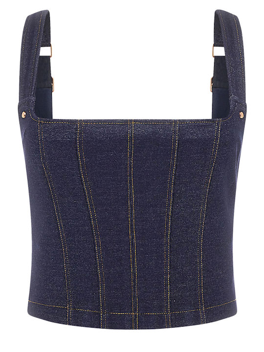 Women's Blouse Corset Sleeveless Navy Blue