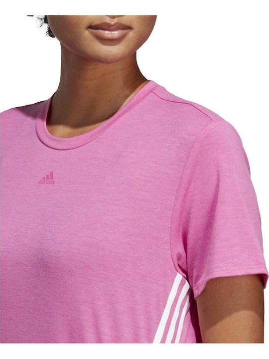 3-Stripes Γυναικείο T-shirt Ριγέ Ροζ