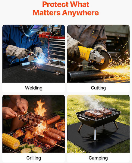 Vevor Welding Blanket Roll 45.7 X 1.5m Silicone Coated Fiberglass Welding Blanket Heat Resistant Up To 1800°F 982°C Safety Blankets Fireproof Insulating Carpet Roll