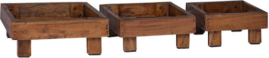 vidaXL Pot Stands Wooden Brown 3pcs