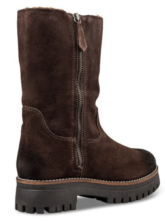 Suede Women's Ankle Boots Brown