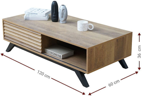Masa De Cafea Centrală Rectangulară Tactile Din Lemn Maro L120xL60xÎ36cm