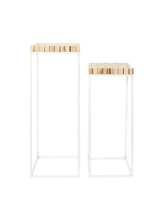 Set Zigon Pătrat Metalic Alb 2 Buc M34xL34xÎ90cm
