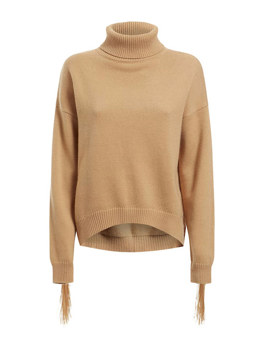 Women's Blouse Long Sleeve Turtleneck Beige