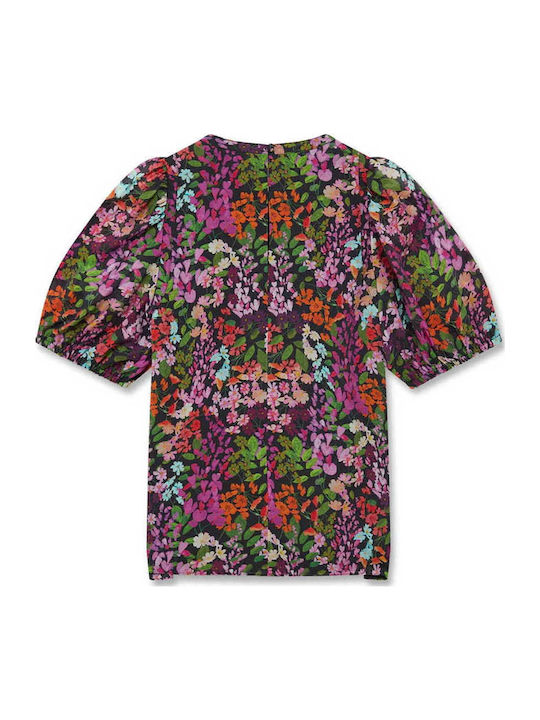 Damen Bluse Blumen Mehrfarbig