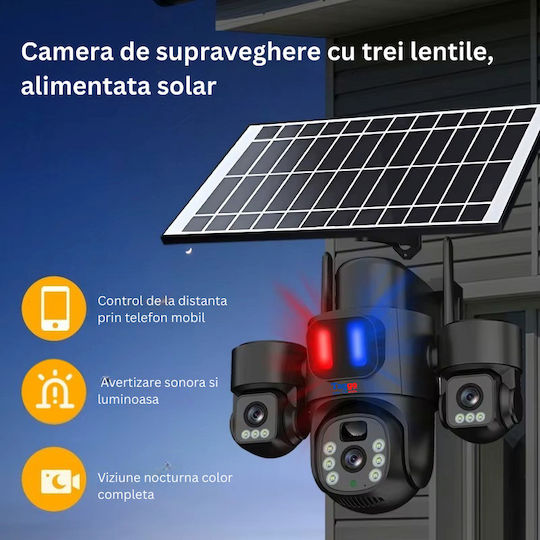 Taggo ES-SOLAR-XLGB-HL-BLACK-4G IP Cameră de Supraveghere Wi-Fi/4G 12MP Rezistentă la apă Pe baterii cu Comunicare Bidirecțională și Lentilă 4mm