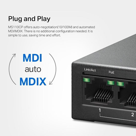 Mercusys MS110CP Unmanaged L2 PoE Switch με 10 Θύρες Ethernet