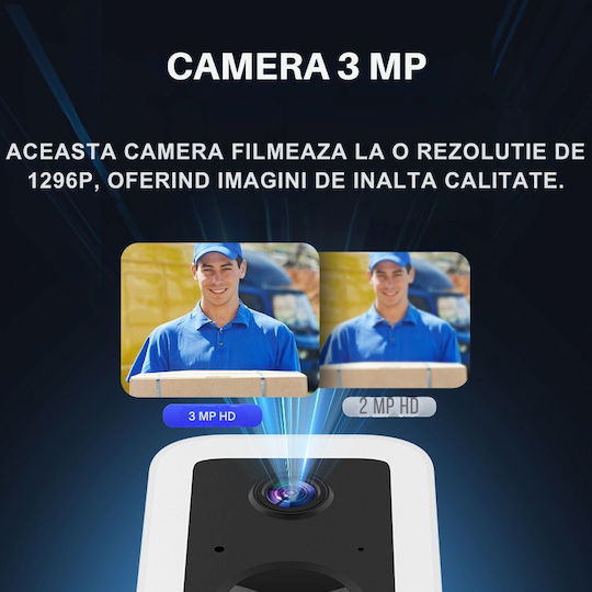 Taggo TAG554-SOLAR-WIFI-3MP Cameră De Supraveghere IP Wi-Fi Full HD+ 3MP Rezistentă La Apă Cu Baterie Și Comunicare Bidirecțională