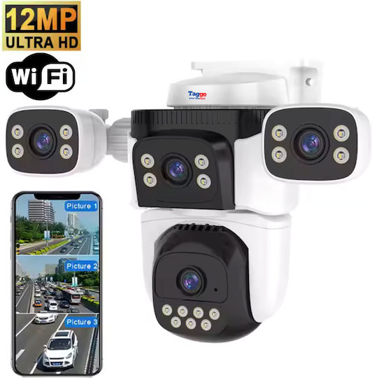 Taggo TAG621-WIFI-12MP Cameră de Supraveghere IP Wi-Fi cu Comunicare Bidirecțională