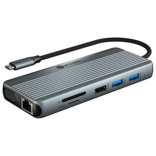 Icy Box USB-C Stație de andocare cu HDMI 4K PD Ethernet Gri (IB-DK4062-CPD)