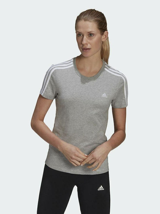 Essentials Slim 3-Stripes Damen T-Shirt Gray