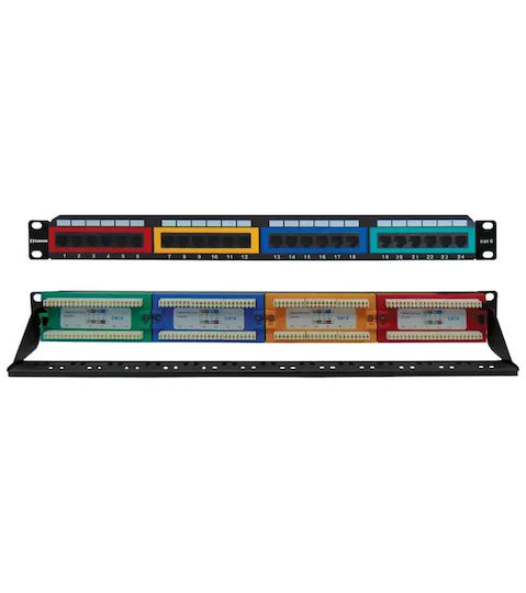 Lancom Patch Panel για Rack 1U 19" 24 Θυρών cat6 Μαύρο