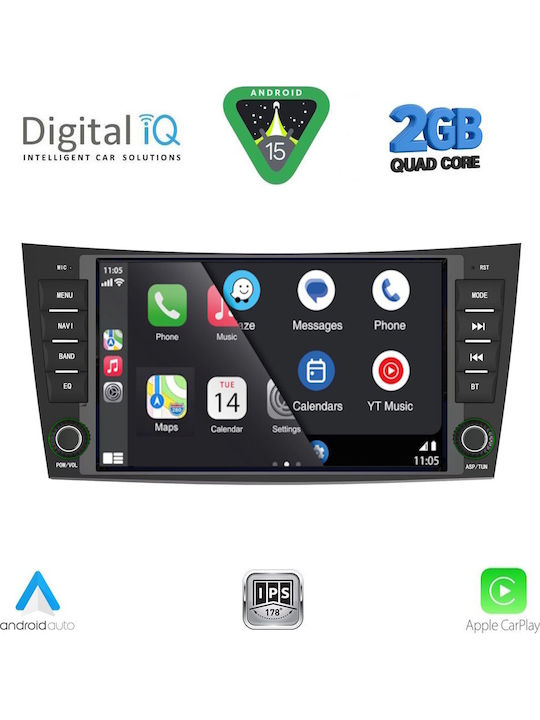 Digital IQ Auto-Audiosystem für Mercedes-Benz E Klasse / CLS Klasse 2003-2009 (Bluetooth/USB/WiFi/GPS/Apple-Carplay/Android-Auto) mit Touchscreen 8"