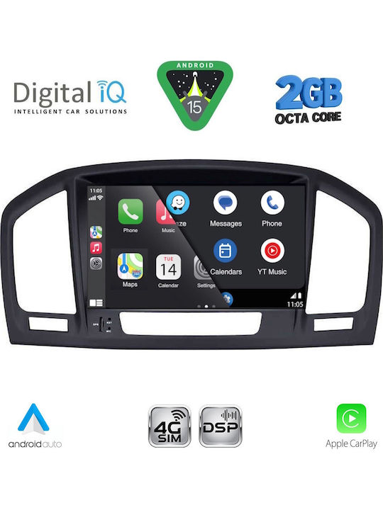 Digital IQ Auto-Audiosystem für Opel Abzeichen 2008-2013 (Bluetooth/USB/WiFi/GPS/Apple-Carplay/Android-Auto) mit Touchscreen 8"