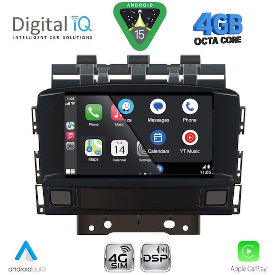 Digital IQ Car Audio System for Opel Astra 2010-2016 (Bluetooth/USB/WiFi/GPS/Apple-Carplay/Android-Auto) with Touch Screen 7"