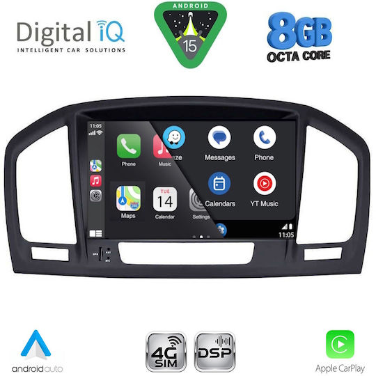 Digital IQ Car Audio System for Opel Insignia 2008-2013 (Bluetooth/USB/WiFi/GPS/Apple-Carplay/Android-Auto) with Touch Screen 8"