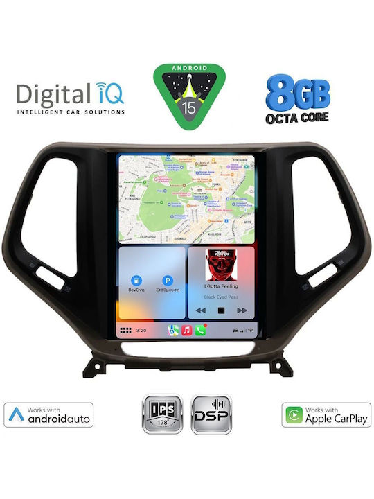 Digital IQ Car Audio System for Jeep Cherokee 2014 with Clima (Bluetooth/USB/AUX/WiFi/GPS/Apple-Carplay/Android-Auto) with Touch Screen 9.7"