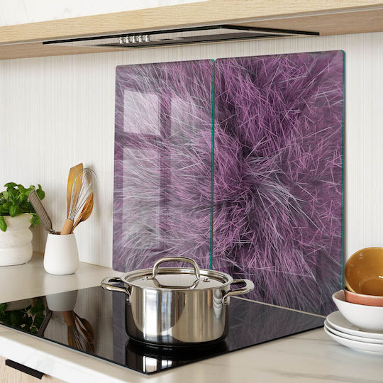 Protective Counter Surface Tempered Glass Pink Fur 2x30x52 Cm