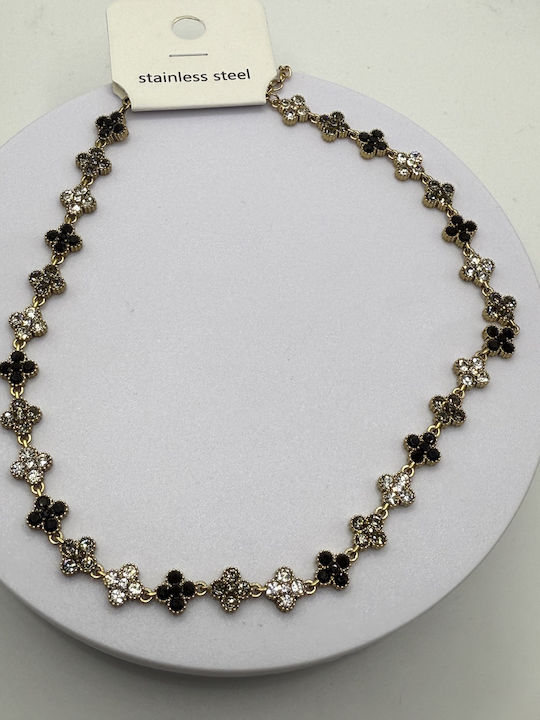 Elemar Set mit Halskette & Armband aus Stahl mit Steinen