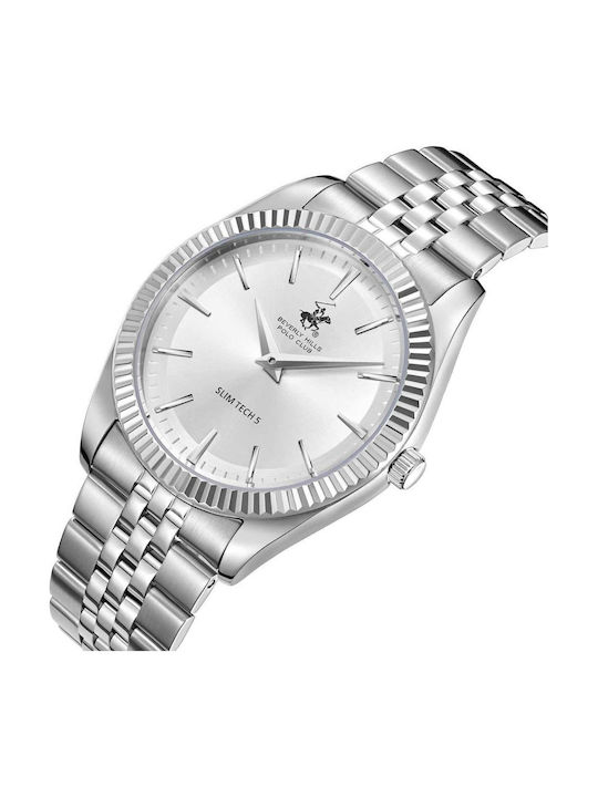 Beverly Hills Polo Club Herrenuhr Batterie mit Silber Metallarmband