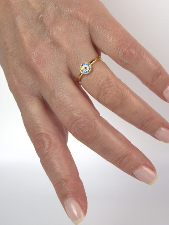 Ring with Zircon made of Silver Gold Plated