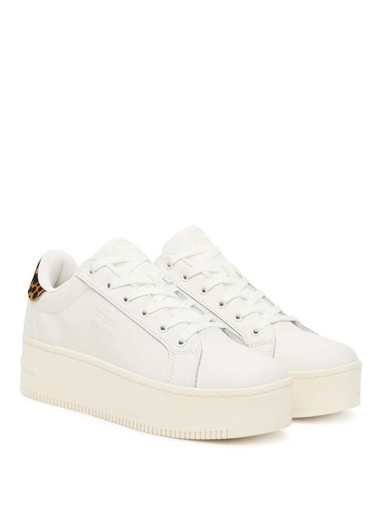 Флатформи Sneakers Εκρού Λεοπαρ
