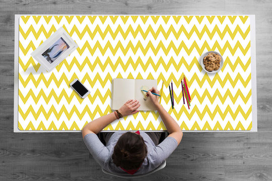 Decorative Desk Protector Home Office Yellow Zigzag 90x45 Cm