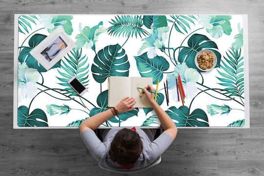 Protecție Birou Tastatură Mouse Frunze Tropicale 100x50 Cm