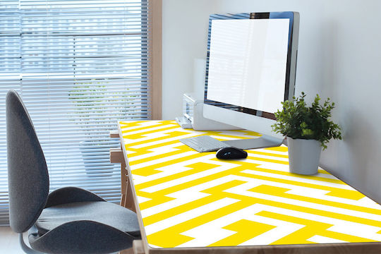 Protecție Pentru Suprafața Biroului Model Modern Bandă Galbenă 90x45 Cm