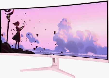 Arozzi Nova Ultrawide VA Curved Gaming Monitor 34" QHD 3440x1440 165Hz with Response Time 4ms GTG Pink