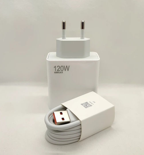 Gerlax Φορτιστής και Καλώδιο USB-C 120W Λευκός (A17)