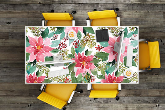Desk Protector Decorative Print Red Stars 90x45 Cm