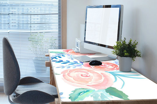 Schreibtischunterlagen Organisation Tastatur Maus Leuchtende Blumen 90x45 cm