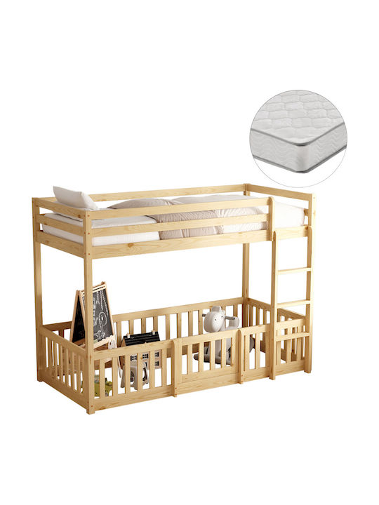 Playkid Pat pentru Copii Cușeta Single cu Saltea Bej 90x190cm