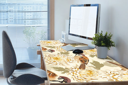 Covoraș Decorativ Pentru Birou Protecție Suprafețe De Lucru Păsări Aurii 120x60 Cm